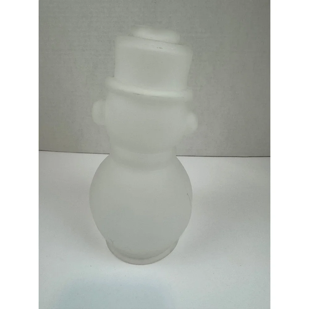 VTG Rare Mosser Satin Frosted White Glass Snowman Fairy Lamp Top #186-CS 1978